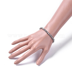 電気メッキガラスビーズストレッチブレスレット  多面カット  ロンデル  プラチナメッキ  2-1/8インチ（5.5cm）&nbsp;BJEW-JB04649-01