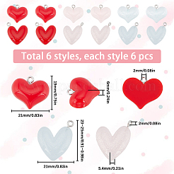 36 шт. подвески из прозрачной и непрозрачной смолы 6 стилей&nbsp;RESI-SC0002-97