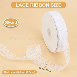ジュエリー製作用レーストリムナイロンひも糸  ホワイト  1-1/8インチ（30mm）  約50ヤード/ロール&nbsp;OCOR-WH0073-06C