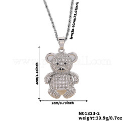 Латунные микро-паве кубические цирконии милые мини-подвески в виде мультяшных медведей для женщин OL3242-2