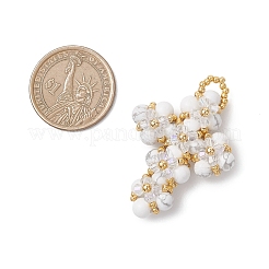 Подвески-крестики из натурального хаулита и стеклянного бисера&nbsp;PALLOY-MZ01151-03