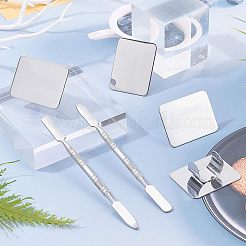 メイクアップ化粧品カラーパレットツールキット  ステンレス鋼のパレットリングとパレットスパチュラスティックロッドが含まれています  ステンレス鋼色  6個/セット&nbsp;MRMJ-OC0001-13