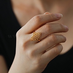 Anillo de acero inoxidable 304 con nudo chino ahuecado para mujer&nbsp;RJEW-E073-09G