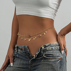 Латунь с круглой пластиковой жемчужной монетой кисточкой двухслойные цепочки на талию и живот для женщин FS-WGFA592-01