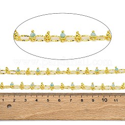 手作りのファセット天然アマゾナイト ビーズ チェーン  ハンダ付け  スプールで  長持ちメッキ  18KGP本金メッキ  鉛フリー＆カドミウムフリー  オーバルリンク：8x4x1.5mm  ビーズ：3~3.5mm&nbsp;CHC-L050-01G-07