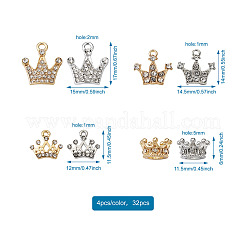 32 pièces 4 pendentifs en alliage de style strass&nbsp;PALLOY-TA0002-30