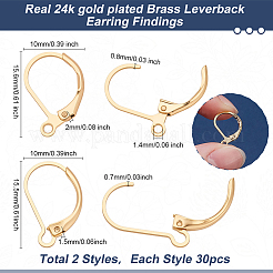 60шт 2 стиля латунные серьги с рычагом KK-ME0002-49