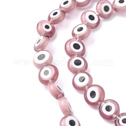 Ручной сглаза Lampwork плоские круглые пряди шарик&nbsp;LAMP-L058-8mm-03