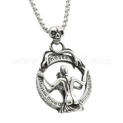 Halsketten im Punk-Stil aus 316L-Chirurgenstahl mit gotischem Totenkopf-Zauberspiegel-Anhänger für Damen und Herren&nbsp;WG8DFA6-01
