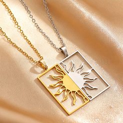 Двухцветный кулон в форме полого прямоугольника из нержавеющей стали 201&nbsp;FS-WGDFCCD-05