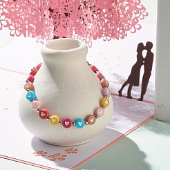 Bracciale elastico da donna tondo piatto con perline a cuore&nbsp;BJEW-JB07552-02