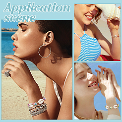 8шт 4-цветные браслеты из натуральных ракушек каури и синтетической бирюзы для женщин BJEW-PH01902