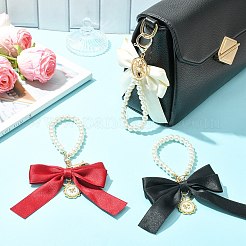 4 шт. 4-цветный сплав имитация жемчуга бант брелок для ключей для украшения ST-CJ0028-03