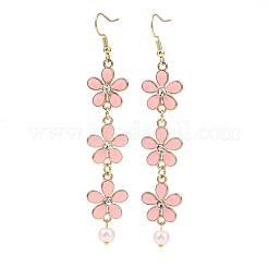 Серьги с подвесками в виде цветов из цинкового сплава и эмали EJEW-JE06462-01