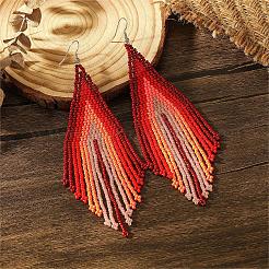 Серьги-подвески из стеклянных бусин ручной работы в стиле бохо&nbsp;CE1150