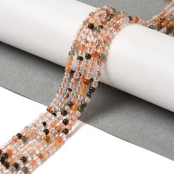 Fili di perle di quarzo rutilato colorato naturale&nbsp;G-B090-A18-03