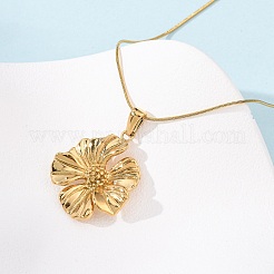 Женские ожерелья-змейки с подвеской-цветком из нержавеющей стали 304 NJEW-F354-11B-G