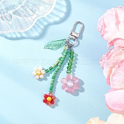 3 шт. подвеска-цветок из цветного кошачьего глаза и стеклянных бусин HJEW-TA00383