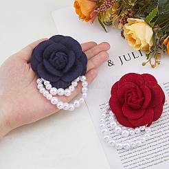 2шт брошь-цветок из ткани 2 цветов JEWB-FH0001-61B