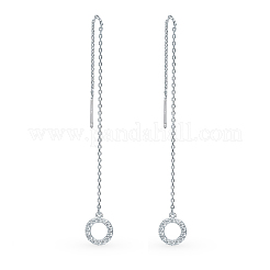 Элегантный s925 стерлинговый серебряный прозрачный кубический цирконий плоская круглая серьга с резьбой JN1969