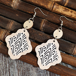 Pendientes colgantes bohemios de madera y aleación de zinc para mujer&nbsp;WGD213D-01