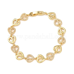 Armbänder aus Messing mit Mikropavé-Fassung und klaren Zirkonia in Herzform für Damen&nbsp;BJEW-F530-07G
