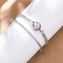 Браслеты-цепочки панцирного плетения из нержавеющей стали 304 для женщин BJEW-A036-12P