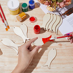 Unvollendete leere Holzanhänger mit Tiermotiv&nbsp;WOOD-WH0124-26C