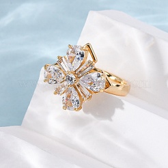 Вращающиеся кольца для пальцев с микропаве из кубического циркония из латуни RJEW-S636-06G