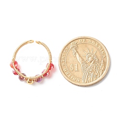 Anello polsino con perline di vetro sfaccettato placcato per ragazze adolescenti&nbsp;X1-RJEW-TA00013-01
