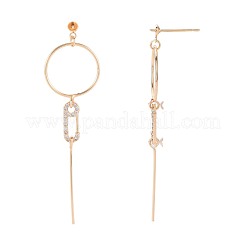 Латунные микро-паве прозрачные серьги-гвоздики из циркония&nbsp;KK-S364-144