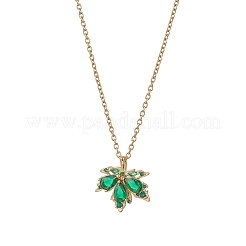 Подвеска в виде кленового листа из латуни с кубическим цирконием&nbsp;NJEW-JN05901-02