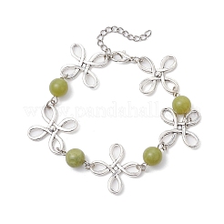 Bracelets à maillons en alliage de jade naturel de Taiwan pour femmes&nbsp;BJEW-JB11684-03