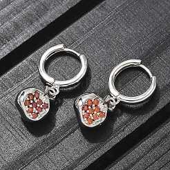 Латунные кубических серьги циркония обруч&nbsp;EJEW-Q015-02P-C