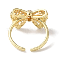 Открытые манжеты из латуни с бантом и микро-паве с прозрачным цирконием для женщин&nbsp;LS-RJEW-C098-24G