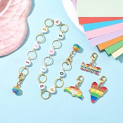 4 個レインボー番号 DIY 編み物ツールセット  合金エナメルペンダントステッチマーカーとビーズ編み列カウンターチェーンを含む  真鍮のリンクリング付き  ミックスカラー  2.4~27.3cm&nbsp;HJEW-JM01709
