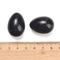 合成ブルーゴールドストーンエッグストーン  不安を和らげる瞑想のための癒しのポケットパームストーンイースターデコレーション  30x22mm&nbsp;GG-L654-H03-02