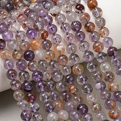 Натуральные фиолетовые фантомные кварцевые бусины из лодолитового кварца&nbsp;G-R446-6mm-01A