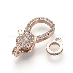 真鍮マイクロパヴェキュービックジルコニアカニカン  ローズゴールド  25.5x13x5.5mm  穴：2mm&nbsp;ZIRC-S058-17RG