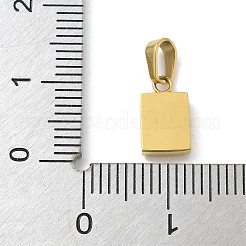 イオンプレーティング（IP）304ステンレススチールマイクロパヴェキュービックジルコニアペンダント  長方形  10x6x2.5mm  穴：4.5mm&nbsp;STAS-Z107-02G-07