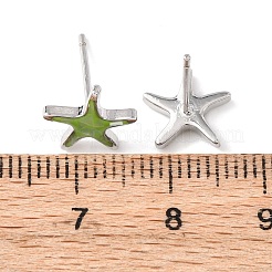Seestern-Ohrstecker aus Messing mit Emaille&nbsp;EJEW-I322-02P