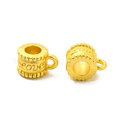 ラックメッキ合金チューブベイル  ループベイル  愛という言葉のハンガー リンクの列  マットゴールドカラー  10x6x7.5mm  穴：1.4mm  内径：4mm&nbsp;FIND-I034-15MG