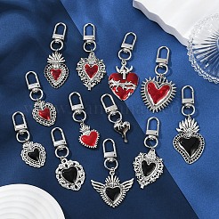 6 шт. готическая подвеска в виде сердца из сплава с эмалью HJEW-YW00066-01