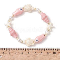 Braccialetti elastici in turchese sintetico&nbsp;BJEW-JB13556