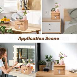 Caja de pañuelos de bambú con cajón de almacenamiento&nbsp;CON-WH0089-326