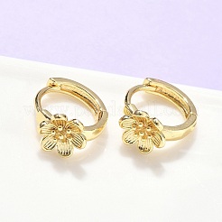 Серьги-кольца из латуни с цветком EJEW-Z102-02G