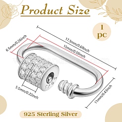 1 mousqueton de verrouillage en argent sterling avec 925 pièces&nbsp;STER-BC0004-50P