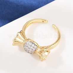 Латунные микро проложить манжеты кольца кубического циркония RJEW-C140-14G