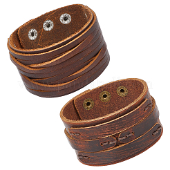 2 шт. браслетов из коровьей кожи 2 стилей&nbsp;BJEW-CL0003-34A