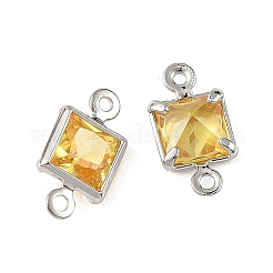 Quadratische Verbindungsanhänger aus Messing mit Zirkonia-Pavé&nbsp;XGRQ2O014-440D-P